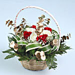 Lovely White & Red Roses Basket