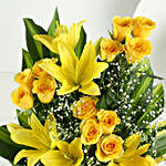 Yellow Roses & Asiatic Lilies Vase Arrangement
