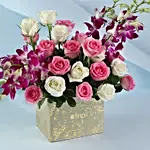 Beautiful Pink & White Roses Box