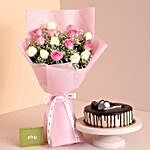 Admire The Beauty Roses Bouquet & Chocolate Cake