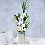 Premium White Roses Glass Vase