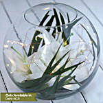 White Oriental Lilies In Fish Bowl