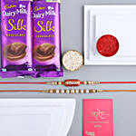 Sneh Capsule & Pearl Rakhi Set With Silk Chocolates