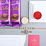 Sneh Meenakari & Pearl Rakhi Set With Silk Chocolates