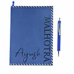 Personalised Blue Notebook & Pen Combo