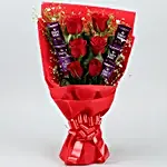 Passionate Red Roses Bouquet with Dairy Milk Chocolates