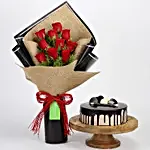 10 Red Roses & Choco Cream Cake Combo