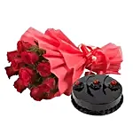 Red Roses with Cake Eggless Standard