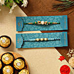 Set Of 2 Pearl Designer Rakhis & Ferrero Rocher