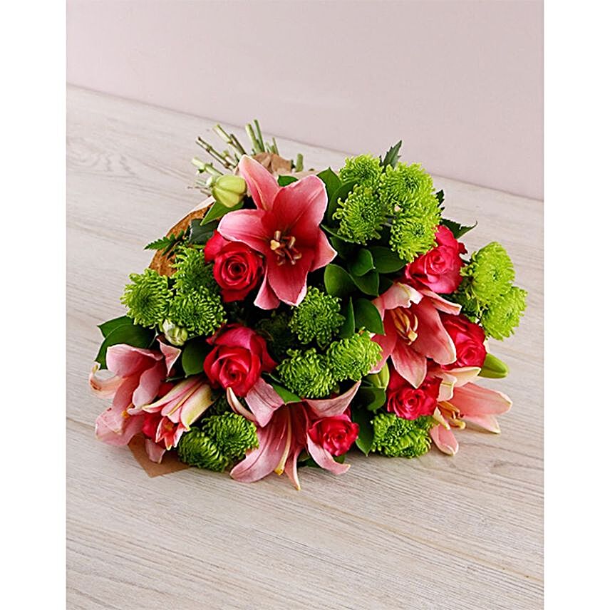 Gorgeous Rose Lily Arrangement Small