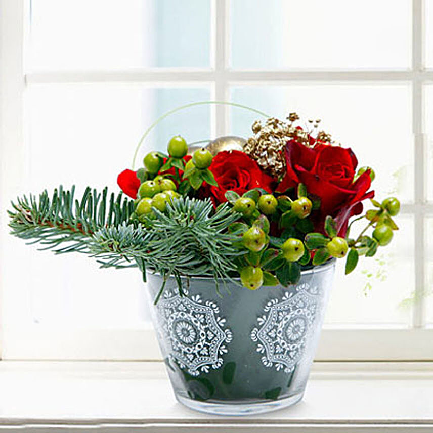 Mercury Glass Bowl Bouquet