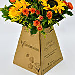 Pleasing Sunflowers and Roses Bunch