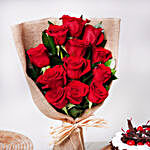 Red Roses Bunch & Black Forest Cake