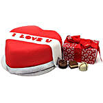 I Love You Ribbon Heart Cake And Chocolates