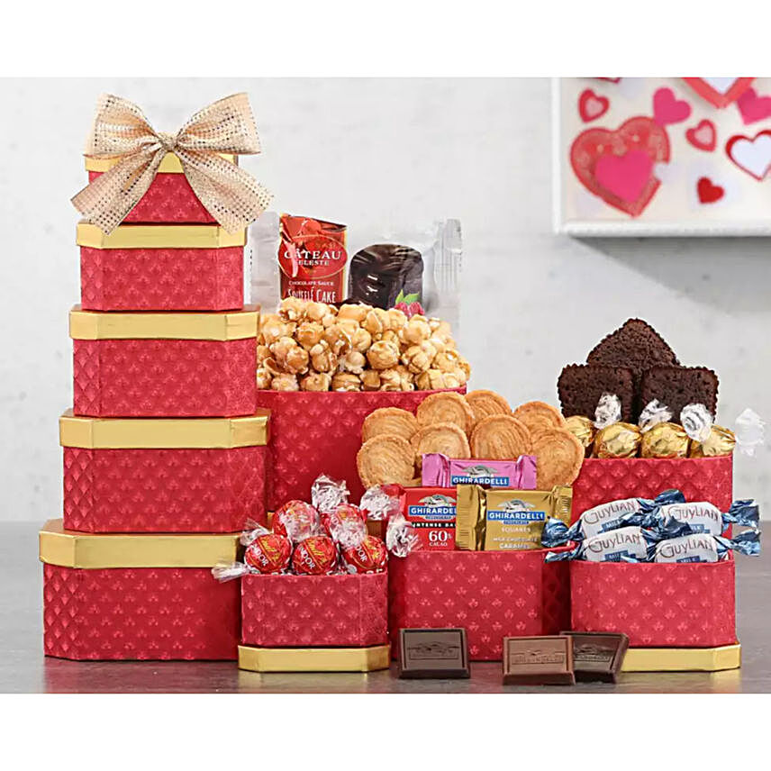 Valentine's Day Chocolate and Pastry Tower
