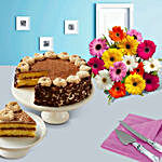 Tiramisu Cake with Colorful daisies