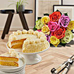 Vanilla Cake with Assorted Roses