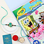 Sneh Adorable Dino Kids Rakhi & Sponge Bob Colouring Book