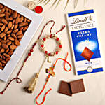 Sneh Delightful Rakhi Set With Lindt Bar & Almonds