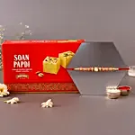 Sneh Rose Gold Rakhi & Soan Papdi