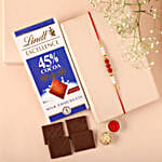 Sneh White Pearl Rakhi & Lindt Bar
