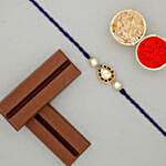Kundan Drop Blue Rakhi N KitKat Chocolates