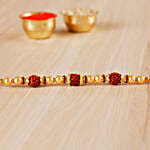 Golden Red Beaded Rudraksh Rakhi