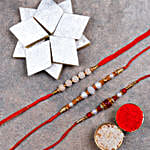 Kaju Katli Box And 3 Designer Rakhis