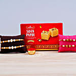 Set of 4 Pearl Thread Rakhis And Soan Papdi