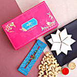 Lord Ganesha Rakhi And Cashew With Kaju Katli