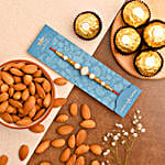 White Pearl Rakhi And Almonds With Ferrero Rocher