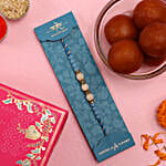 Sea Blue Pearl Designer Rakhi And Gulab Jamun