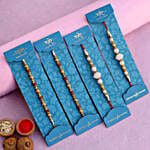 Pearl Studded And Mauli Rakhis Set Of 4