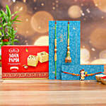 Bal Hanuman And Green Lumba Rakhi Set With Soan Papdi