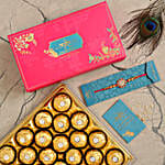 American Diamond Floral Rakhi And 15 Pcs Ferrero Rocher
