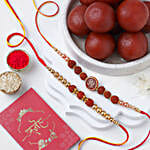 Serene Spirit Rudraksha Rakhi N Rasgulla Delight N Gulab Jamun Combo