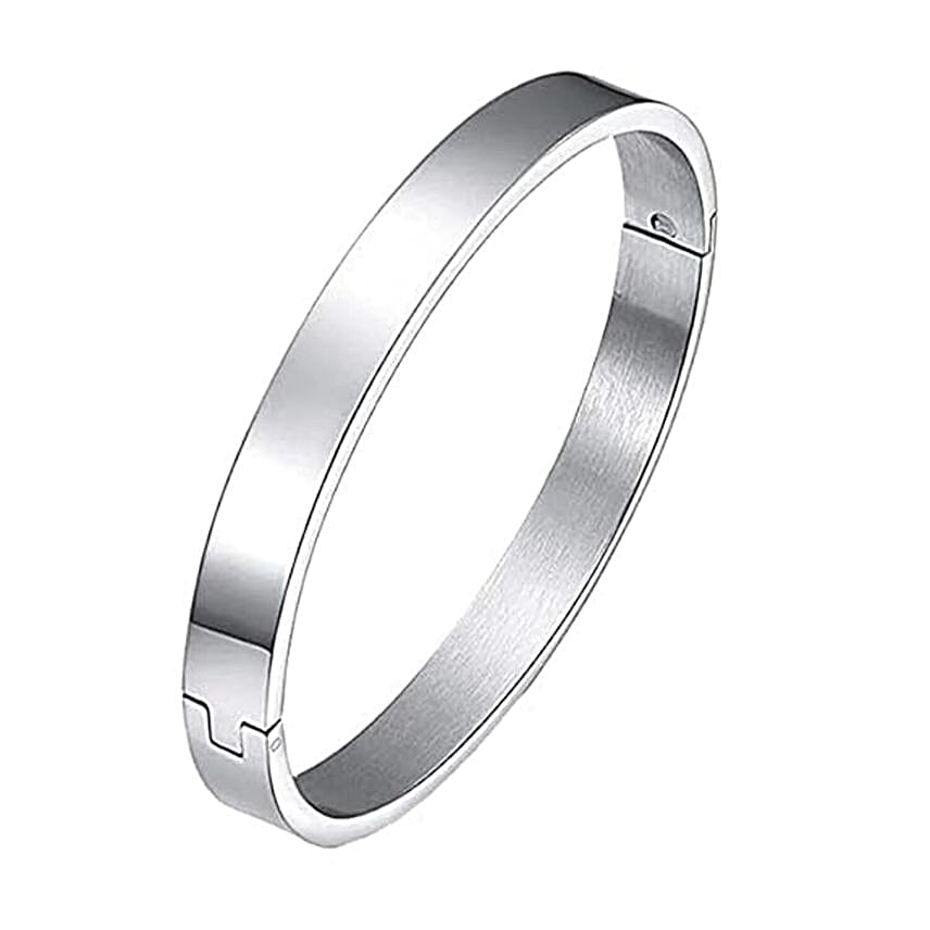 Personalised Silver Round Cuff Bracelet