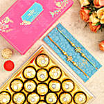 Stone Floral Rakhi Combo And 16 Pcs Ferrero Rocher