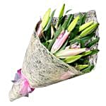 Elegant Pink Oriental Lilies Bouquet