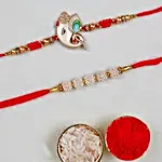 Set Of Ganesha And Pearl Rakhis