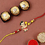Metal Bal Hanuman Kids Rakhi And 3 Pcs Ferrero Rocher
