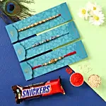 Set Of 3 Rakhis & Snickers Chocolate Combo
