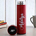 Personalised Red LED Temperature Bottle for Him