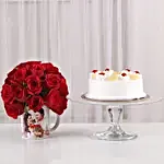sweet celebration with pineapple cake n 20 roses in printed mug