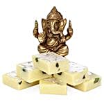 Brass Ganesha With Pista Burfi-3 inches ganesha,yummy Pista Burfi 250 grams