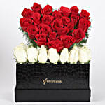 heart floral arrangement in black box