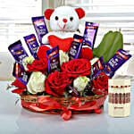 Rose and Chocolate Basket with Rakhi