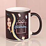 happy birthday printed with photo magic mug