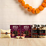 Designer Rakhi With Cookies & Dry Fruits