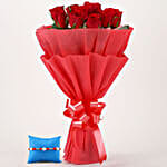 Online Red Roses Bunch & Pearl Rakhi